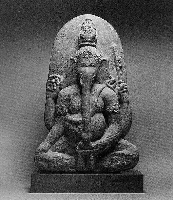 Seated Four-Armed Ganesha, Stone, Indonesia (Kalimantan) 