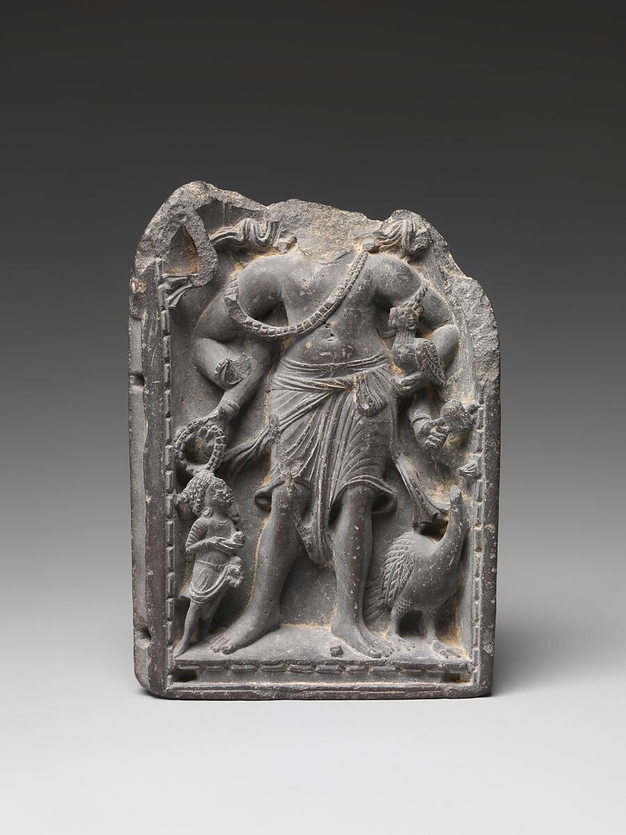 Panel of a Portable Shrine with Karttikeya, the God of War, Schist, Pakistan (ancient region of Gandhara) 
