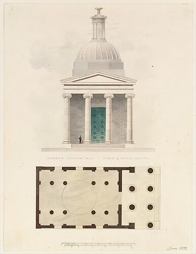 Church of the French Protestants (Eglise Français du Saint Esprit), New York (front elevation and plan)