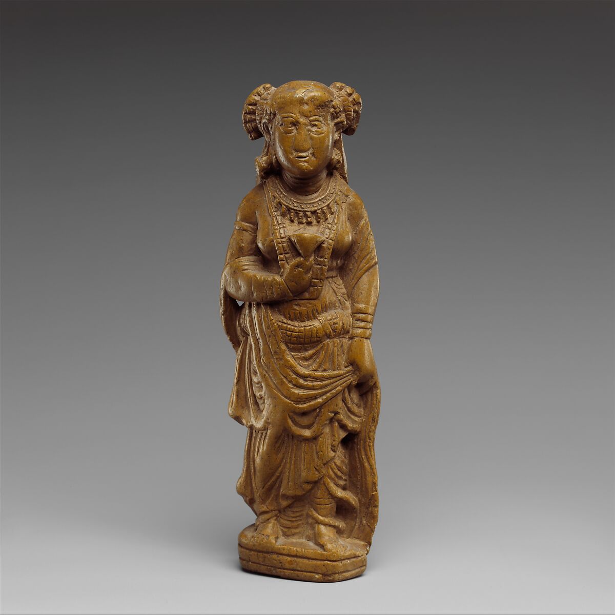 Mirror Handle: Standing Woman, Phyllitic schist, Pakistan (ancient region of Gandhara)
