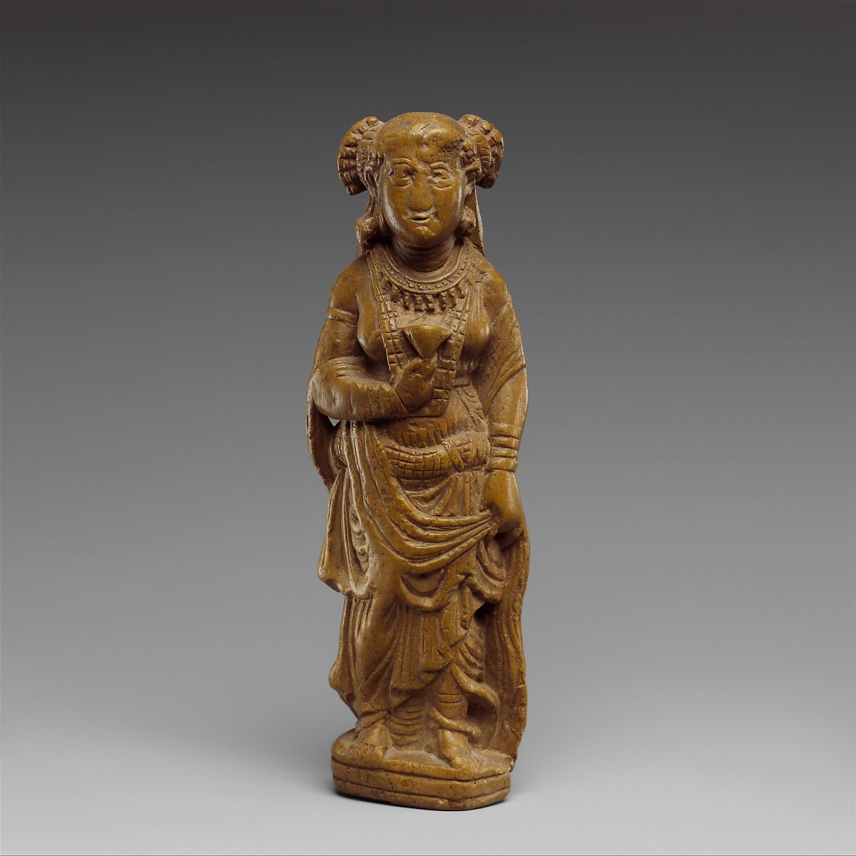 Mirror Handle: Standing Woman, Phyllitic schist, Pakistan (ancient region of Gandhara) 