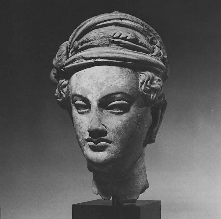 Head of a Youthful Male, Terracotta with traces of gesso and pigment, Pakistan (ancient region of Gandhara) 