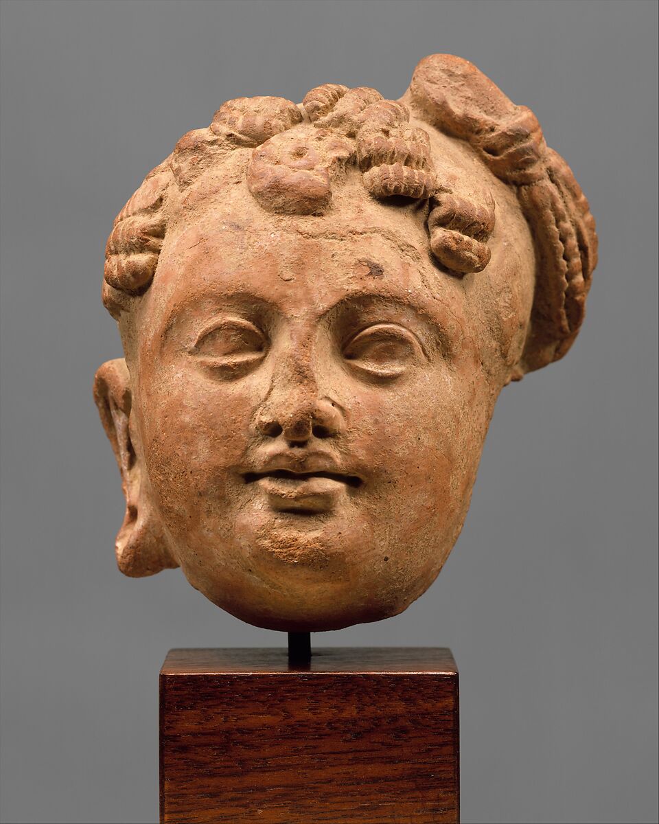 Head of a Female Figure, Terracotta, India (Jammu and Kashmir, possibly Akhnur) 