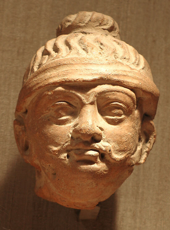 Head of a Male Figure, Terracotta, India (Jammu and Kashmir, possibly Akhnur) 