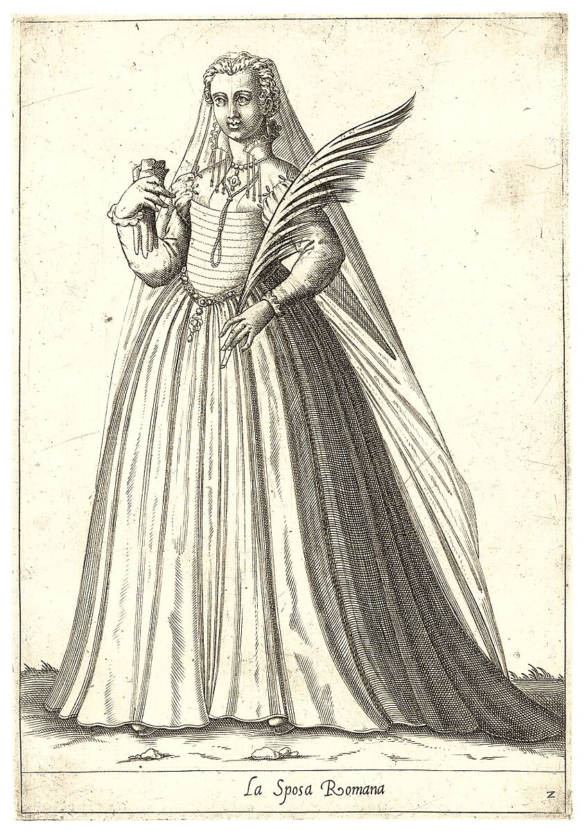 La Sposa Romana (Bride), Attributed to Pietro Bertelli (Italian, active Padua, ca. 1571–1621), Engraving