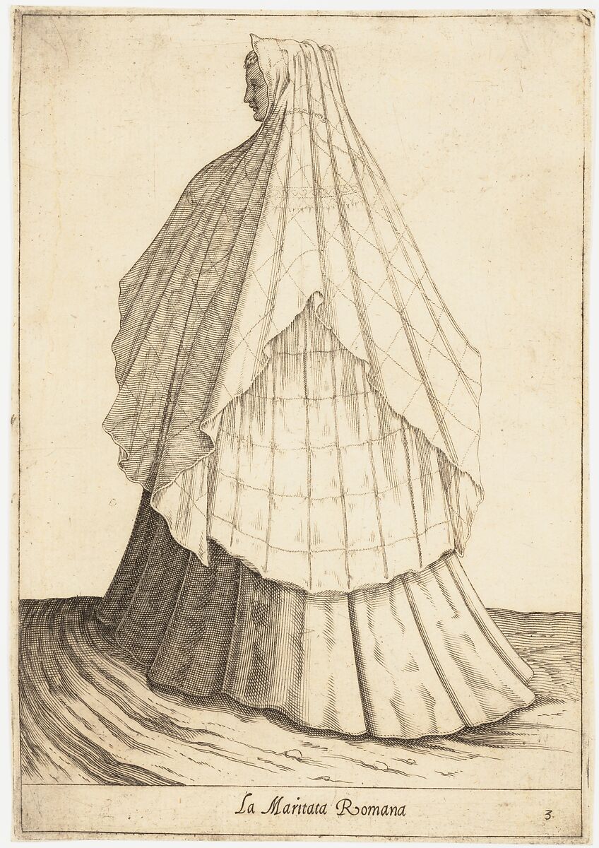 La Maritata Romana (Matron), Attributed to Pietro Bertelli (Italian, active Padua, ca. 1571–1621), Engraving 