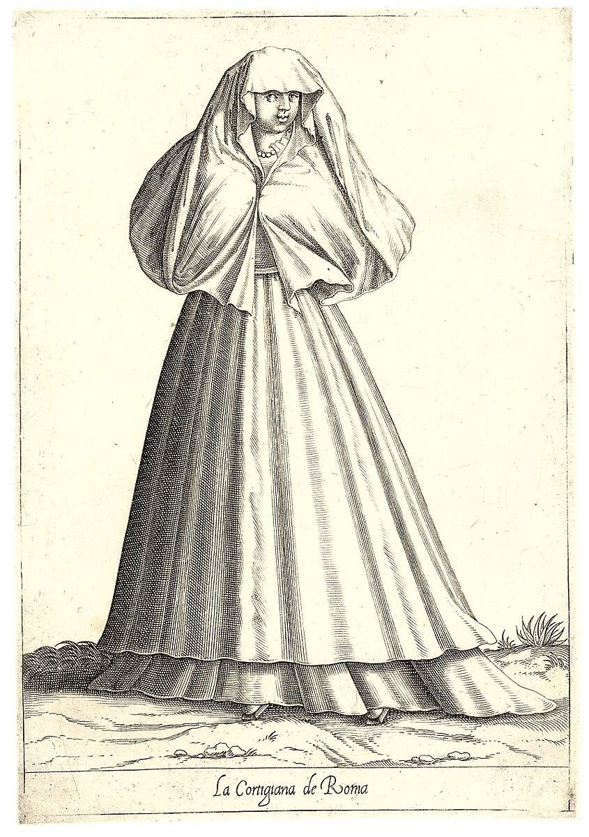 La Cortigiana de Roma (Courtesan), Attributed to Pietro Bertelli (Italian, active Padua, ca. 1571–1621), Engraving