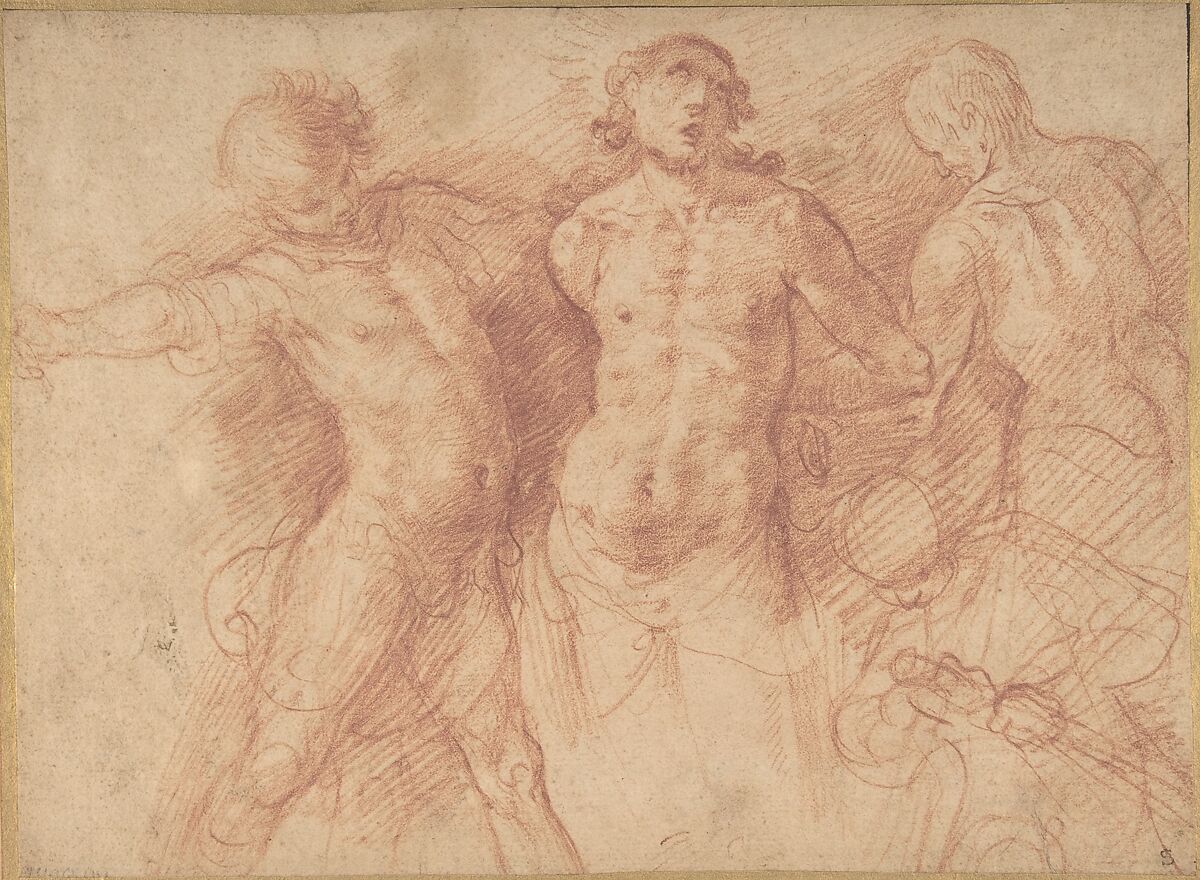 The Flagellation of Christ, Bernardo Cavallino (Italian, Naples 1616–1656 Naples), Red chalk 