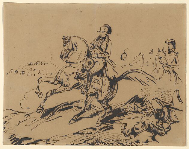 Battlefield with Soldier on Horseback (Napoleon?)
