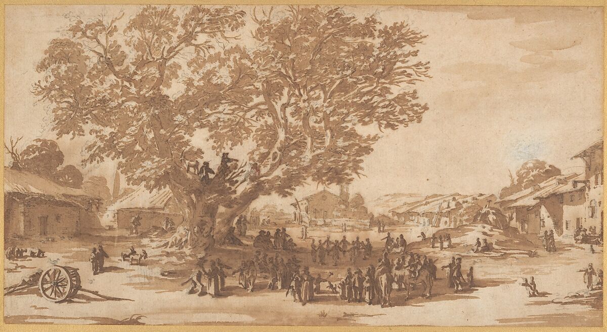 May Day Celebrations at Xeuilley, Jacques Callot (French, Nancy 1592–1635 Nancy), Pen and brown ink, brush and brown wash