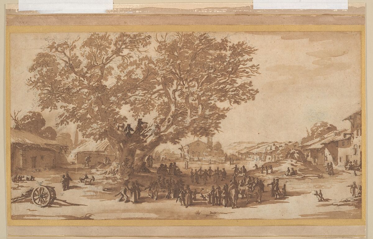 May Day Celebrations at Xeuilley, Jacques Callot (French, Nancy 1592–1635 Nancy), Pen and brown ink, brush and brown wash