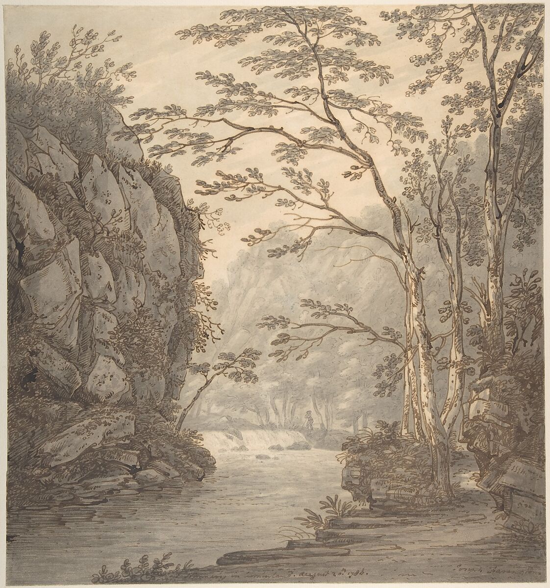 At Nunnery in Cumberland, Joseph Farington (British, Leith, Lancashire 1747–1821 Didsbury, Lancashire), Pen and brown ink, brush and gray wash, over graphite 