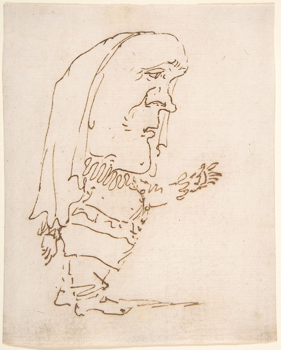 Caricature of a Man Pointing, Gian Lorenzo Bernini (Italian, Naples 1598–1680 Rome), Pen and brown ink 