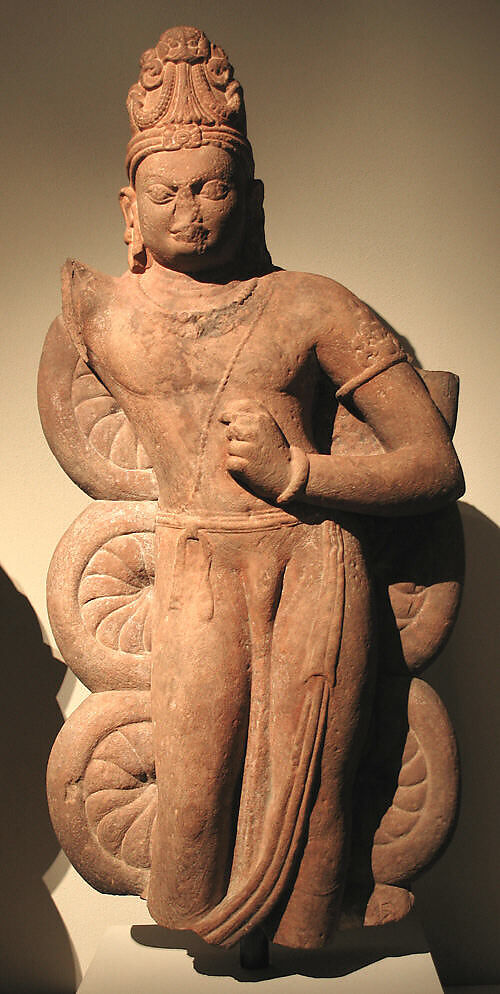 Standing Balarama or Nagaraja (Serpent King), Red sandstone, India (Uttar Pradesh or Madhya Pradesh) 