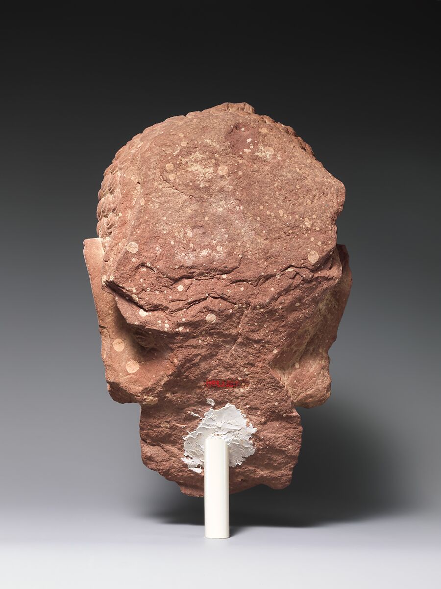 Head of a Buddha, Red sandstone, India (Uttar Pradesh, Mathura)