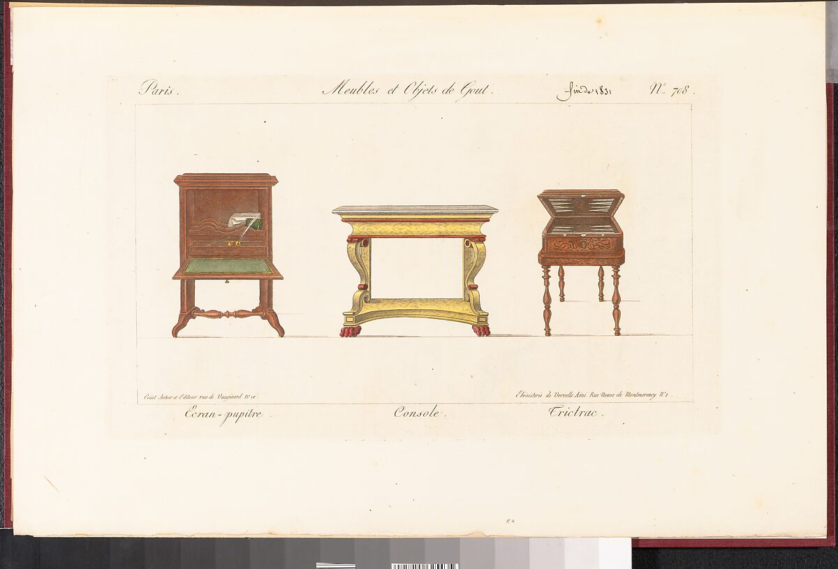 Meubles et Objets de Goût, Edited by Pierre de La Mésangère (French, Pontigné 1761–1831 Paris), Engraving, hand-colored 