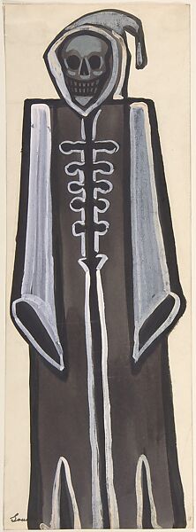 Death wearing a black robe, Sergey Sudeykin (Russian, Smolensk 1882–1946 Nyack), brush and black ink, gouache, watercolor 