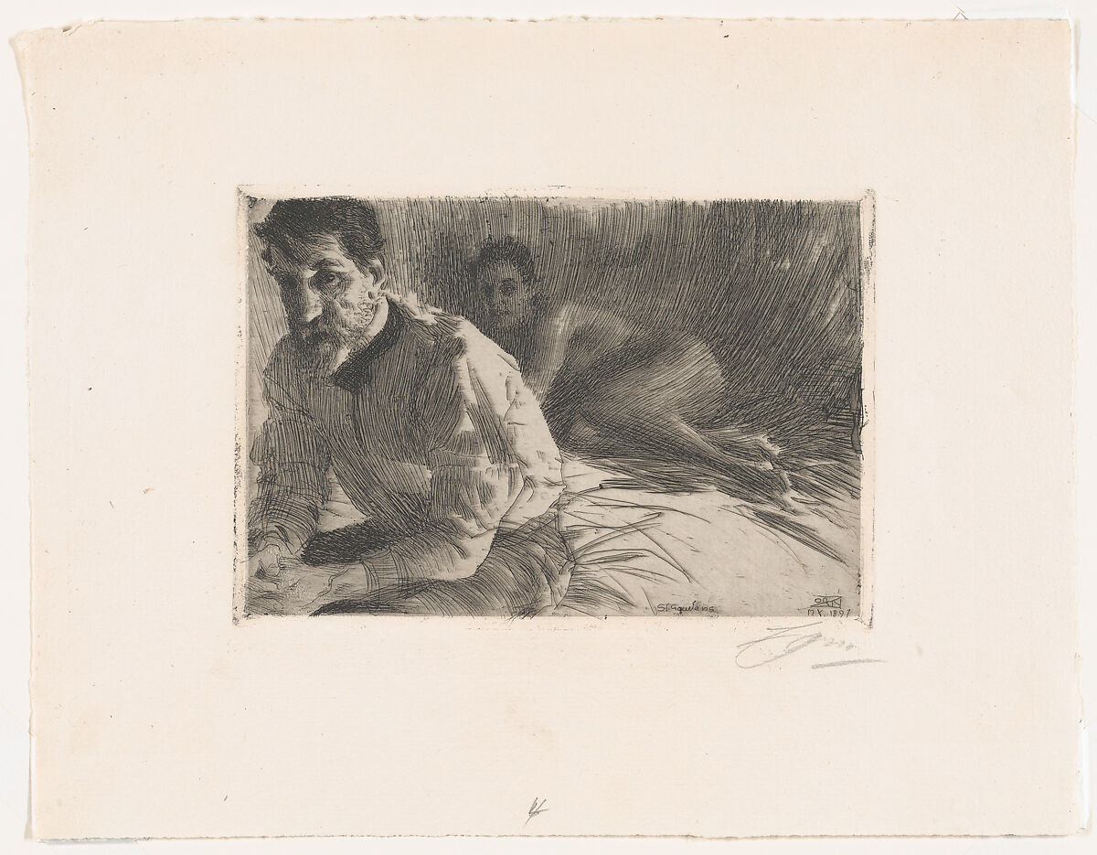 Augustus Saint Gaudens II (Saint Gaudens and his Model), Anders Zorn (Swedish, Mora 1860–1920 Mora), Etching and drypoint?; only state