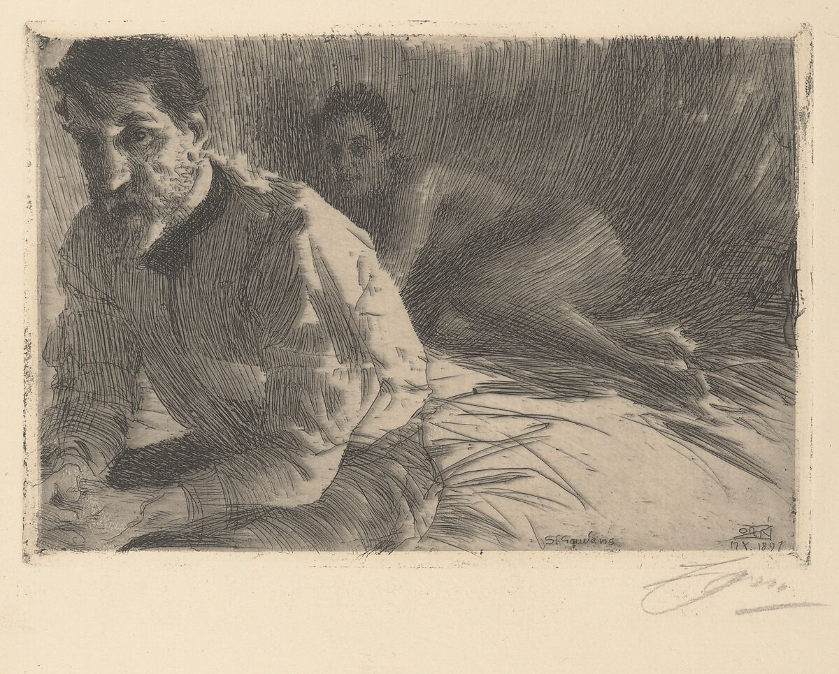 Augustus Saint Gaudens II (Saint Gaudens and his Model), Anders Zorn (Swedish, Mora 1860–1920 Mora), Etching and drypoint?; only state 