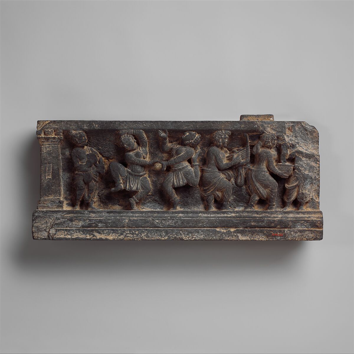 Stair Riser: Dionysian Scene with Musicians and Dancers, Schist, Pakistan (ancient region of Gandhara) 