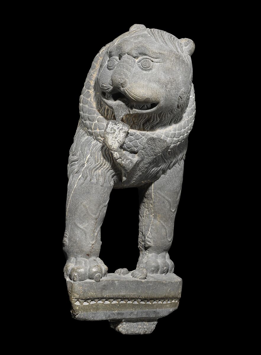 Pair of Lions with Attendant, Schist, Pakistan (ancient region of Gandhara)