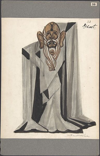 Theatrical ghost costume for "Le Rossignol", Sergey Sudeykin (Russian, Smolensk 1882–1946 Nyack), Brush and black and brown ink, brush and gray and brown wash, graphite 