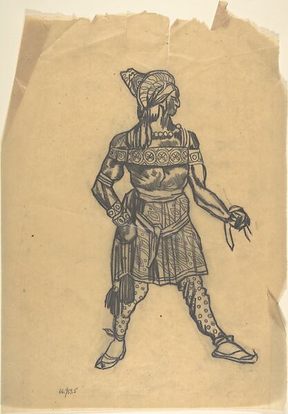 Russian male dancer costume, Léon Bakst (Russian, Grodno 1866–1924 Paris), Graphite on tracing paper 