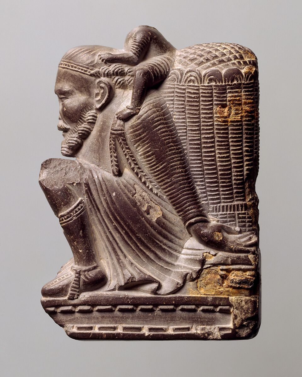 Panel of a Portable Shrine, Phyllitic brown schist, Pakistan (ancient region of Gandhara)