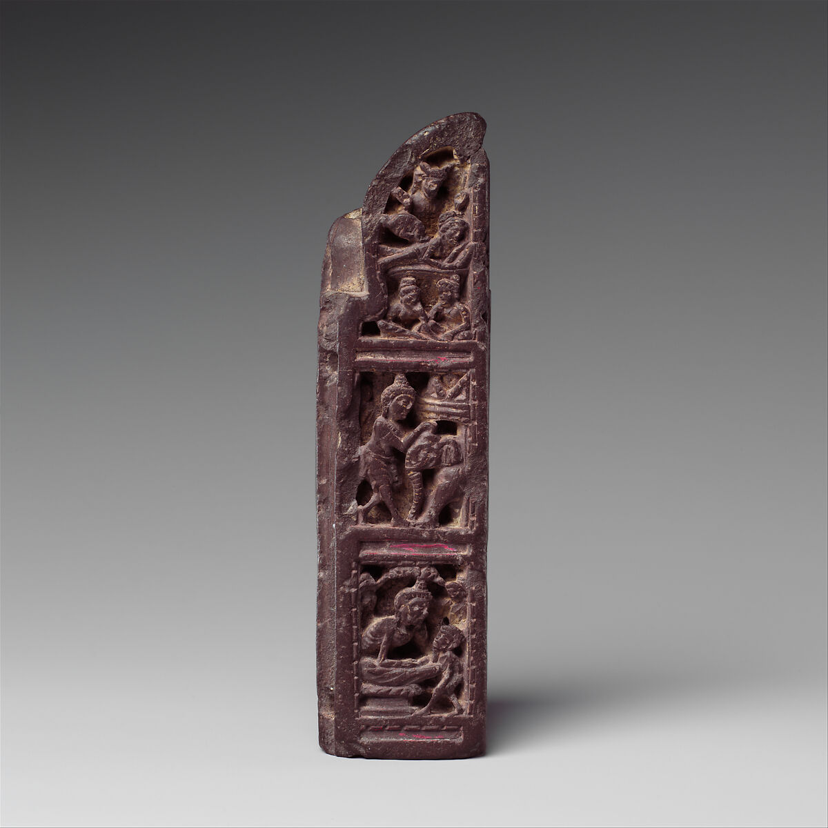 Three-Sided Section of a Portable Shrine with Scenes from the Life of the Buddha, Phyllitic schist, Pakistan (ancient region of Gandhara)