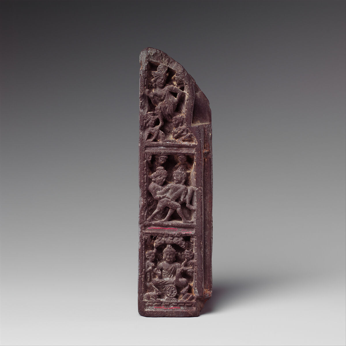 Three-Sided Section of a Portable Shrine with Scenes from the Life of the Buddha, Phyllitic schist, Pakistan (ancient region of Gandhara)