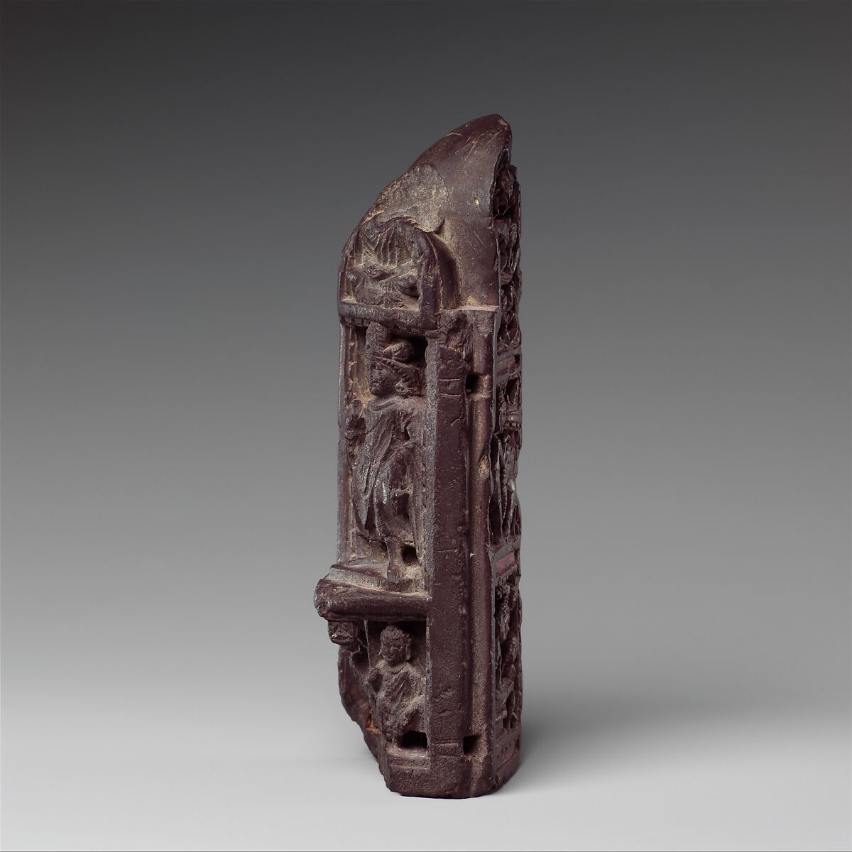 Three-Sided Section of a Portable Shrine with Scenes from the Life of the Buddha, Phyllitic schist, Pakistan (ancient region of Gandhara)