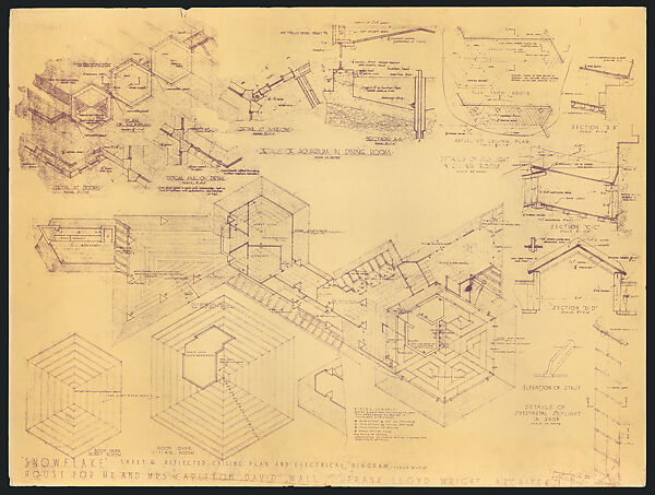 Francis W. Little House: Cottage plans, Frank Lloyd Wright (American, Richland Center, Wisconsin 1867–1959 Phoenix, Arizona) and Studio, Graphite