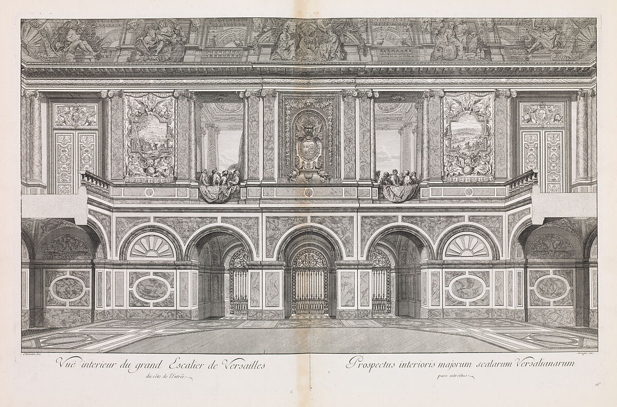 Grand Escalier du Chateau de Versailles dit Escalier des Ambassadeurs, Designed by Charles Le Brun (French, Paris 1619–1690 Paris), Engraving, etching