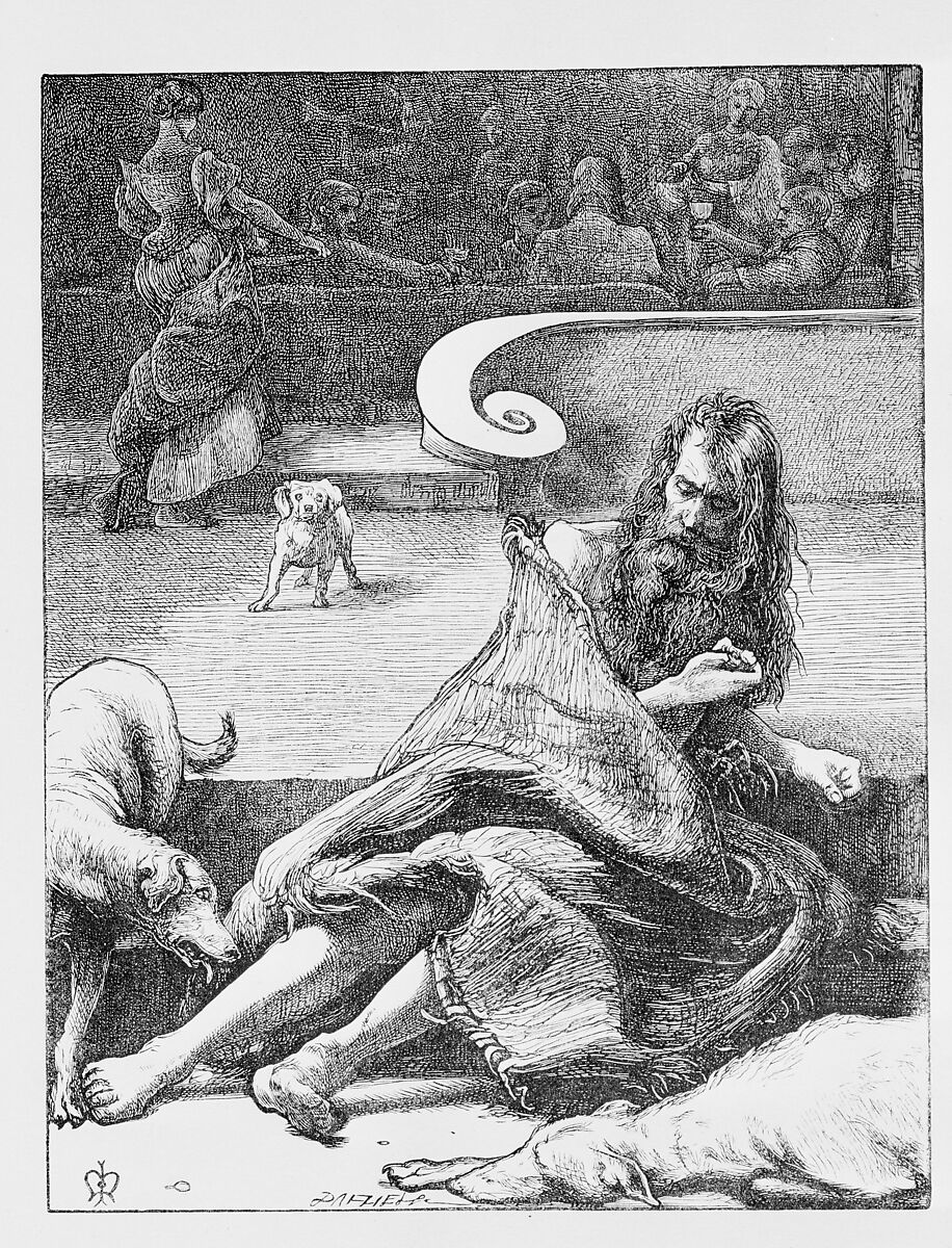 The Rich Man and Lazarus (The Parables of Our Lord and Saviour Jesus Christ), After Sir John Everett Millais (British, Southampton 1829–1896 London), Wood engraving; proof
