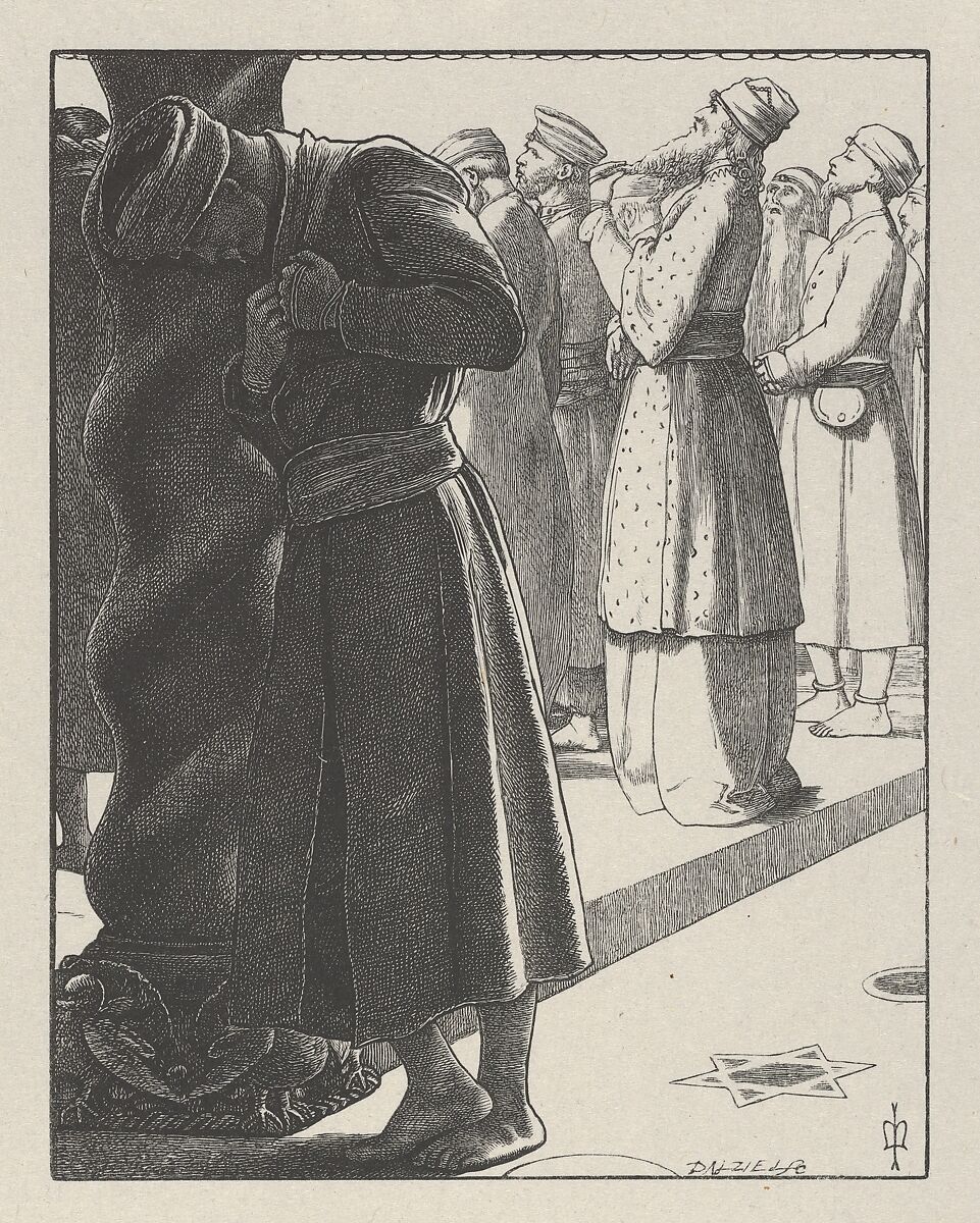The Pharisee and the Publican (The Parables of Our Lord and Saviour Jesus Christ), After Sir John Everett Millais (British, Southampton 1829–1896 London), Wood engraving; proof 