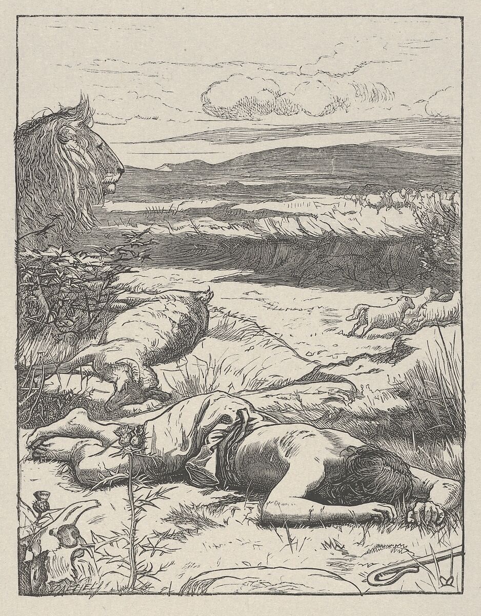 The Good Shepherd (The Parables of Our Lord and Saviour Jesus Christ), After Sir John Everett Millais (British, Southampton 1829–1896 London), Wood engraving; proof 
