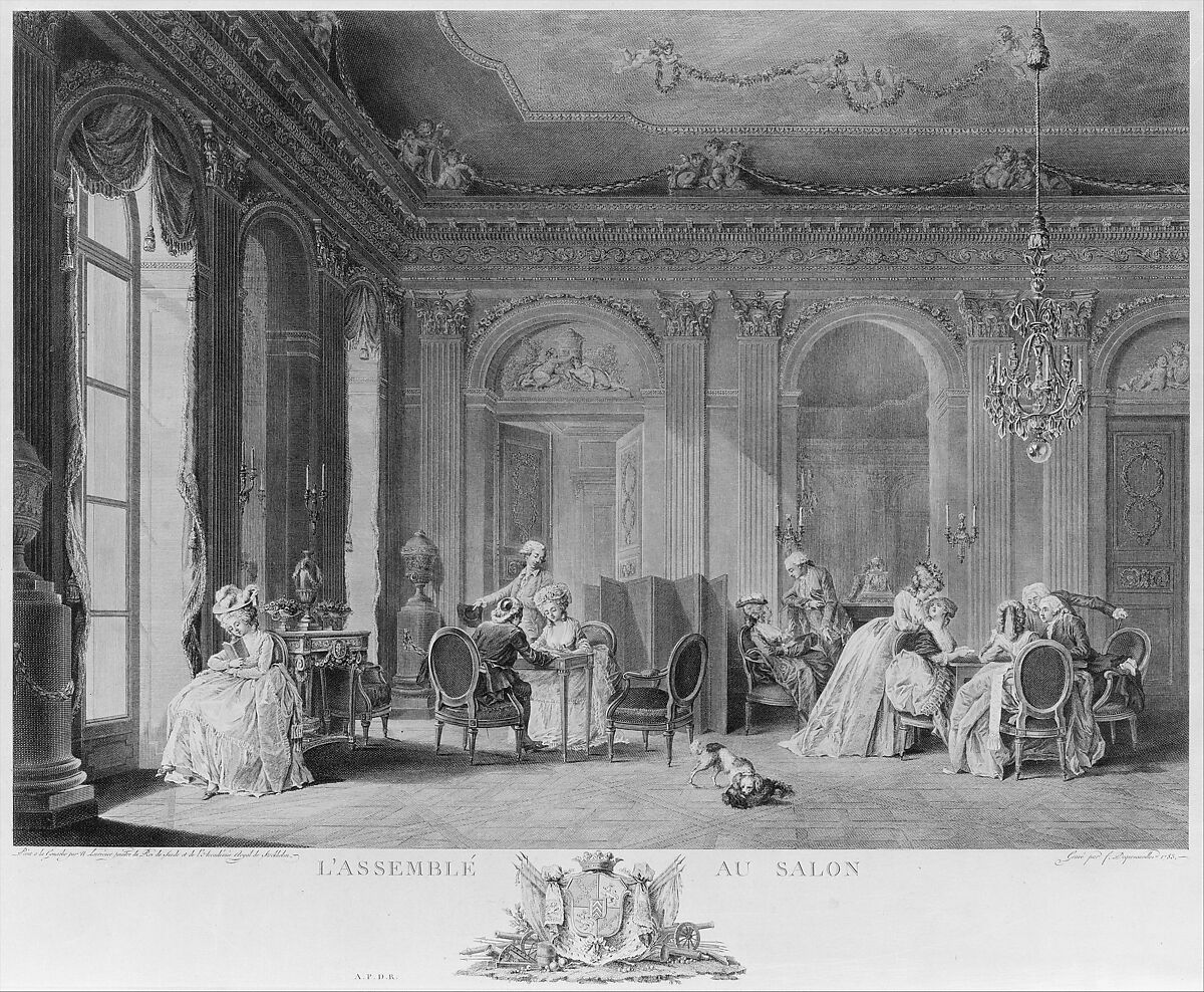 L'Assemblee au Salon, François Nicolas Barthélemy Dequevauviller (French, Abbeville 1745–1807 Paris), Etching and engraving 