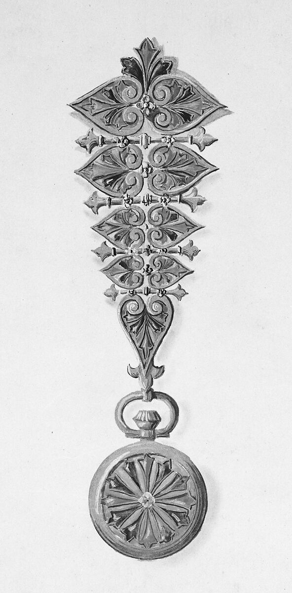 Designs for Jewelry, Anonymous, French, 19th century, Gouache, graphite, pen and black ink 