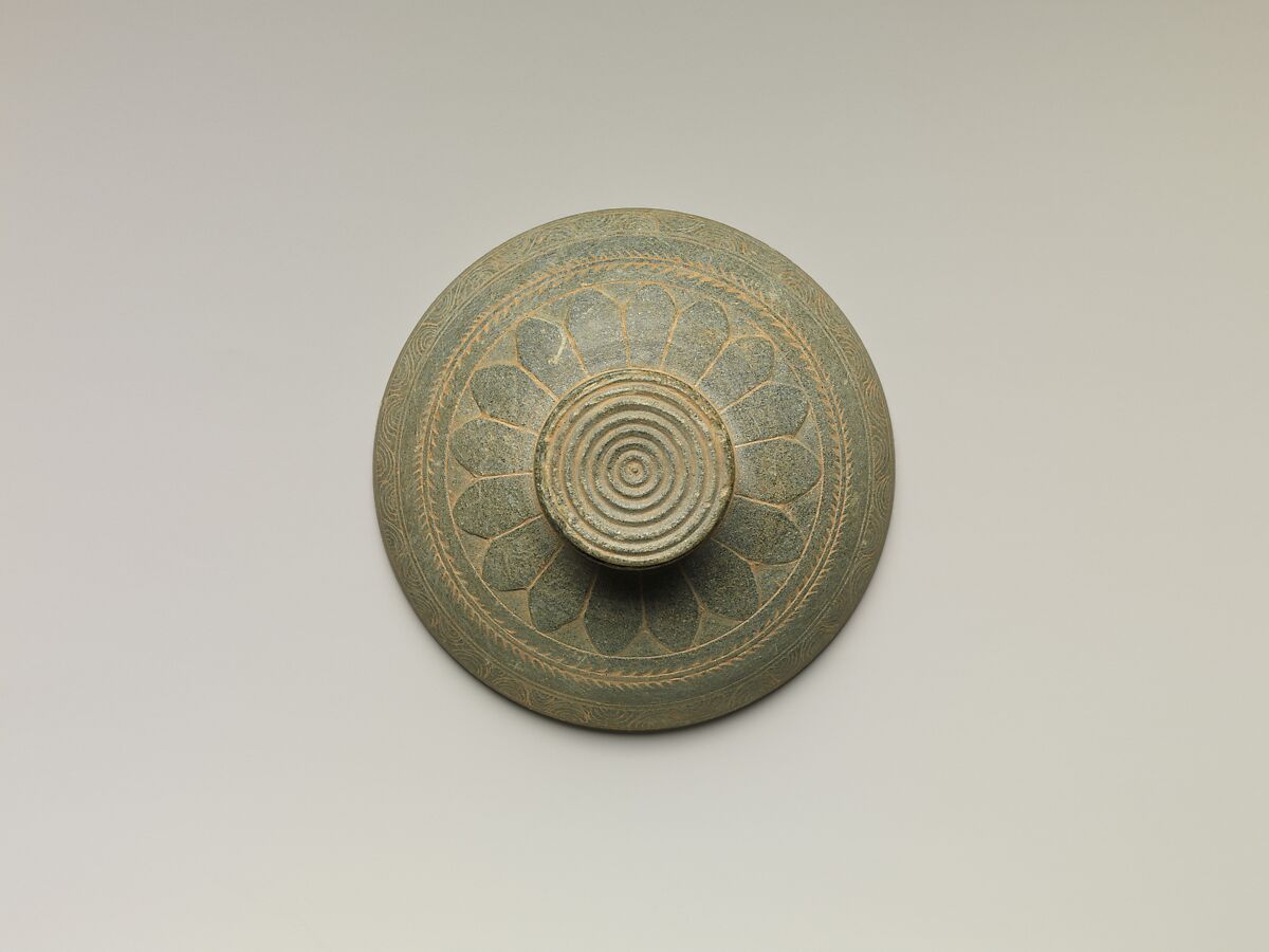 Reliquary with Contents, Schist with objects of copper, gold, pearl, shell, glass, stone and coral, Pakistan (ancient region of Gandhara)