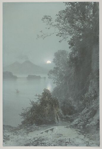 Virgil's Tomb with a View of the Bay of Naples in the Moonlight