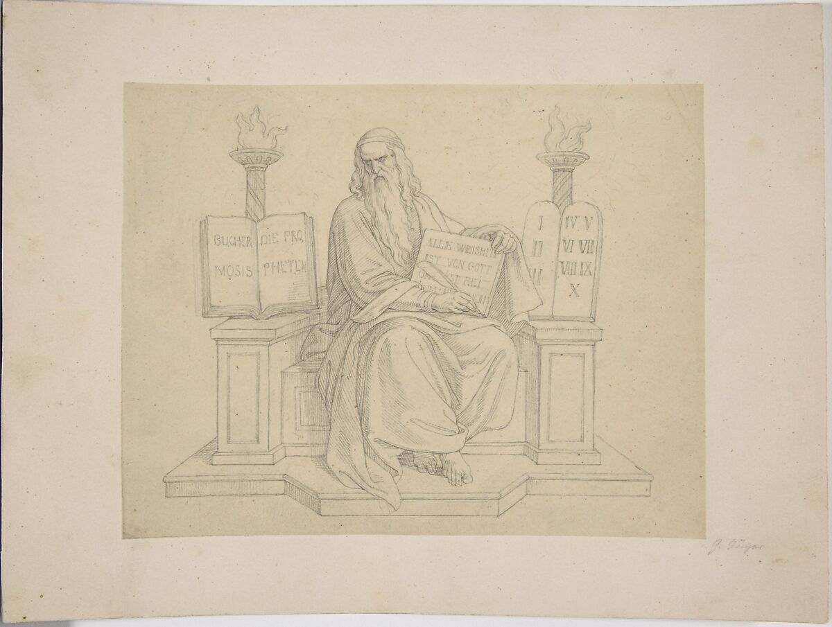 Moses, Gustav Jäger (German, Leipzig 1808–1871 Leipzig), Graphite 