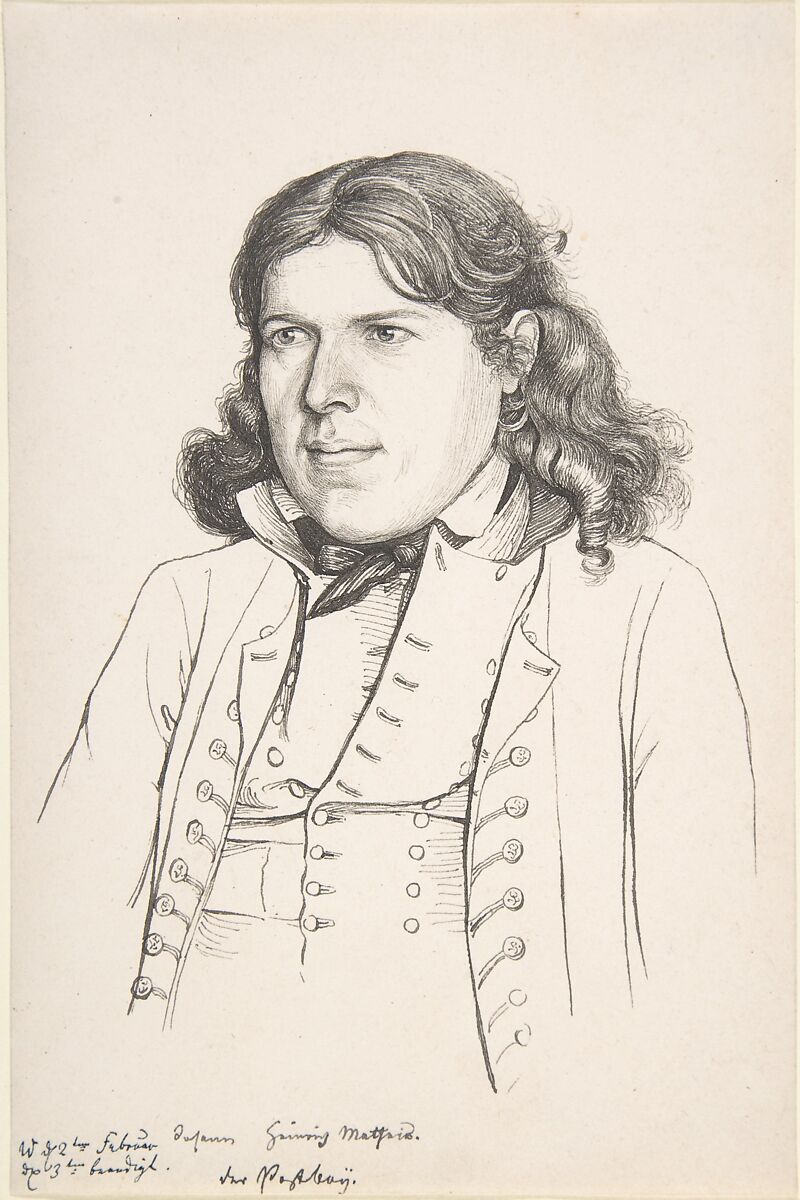 Portrait of the Postillion Johann Heinrich Matheis, Gerhardt Wilhelm von Reutern (German, 1794–1865 Frankfurt), Pen and black ink 