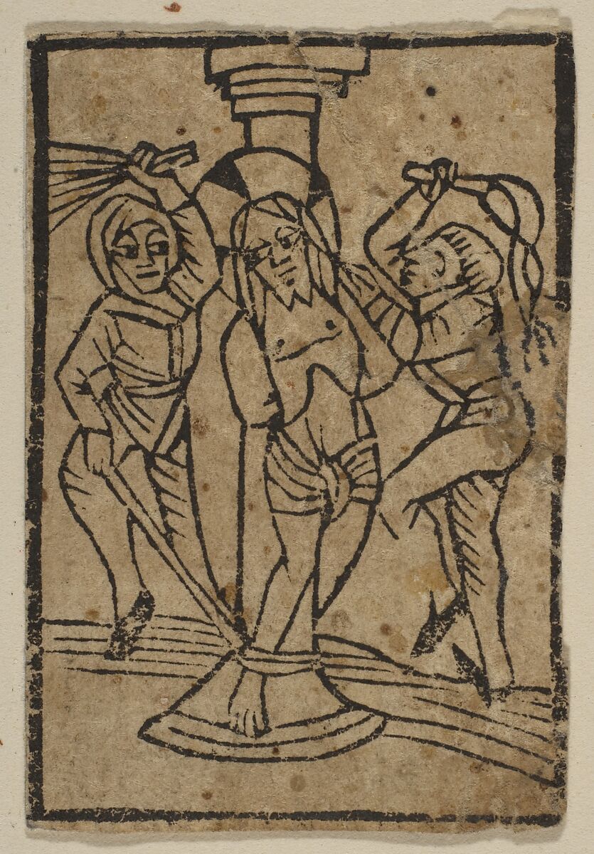 The Flagellation, Anonymous, German, 15th century, Woodcut, hand-colored 