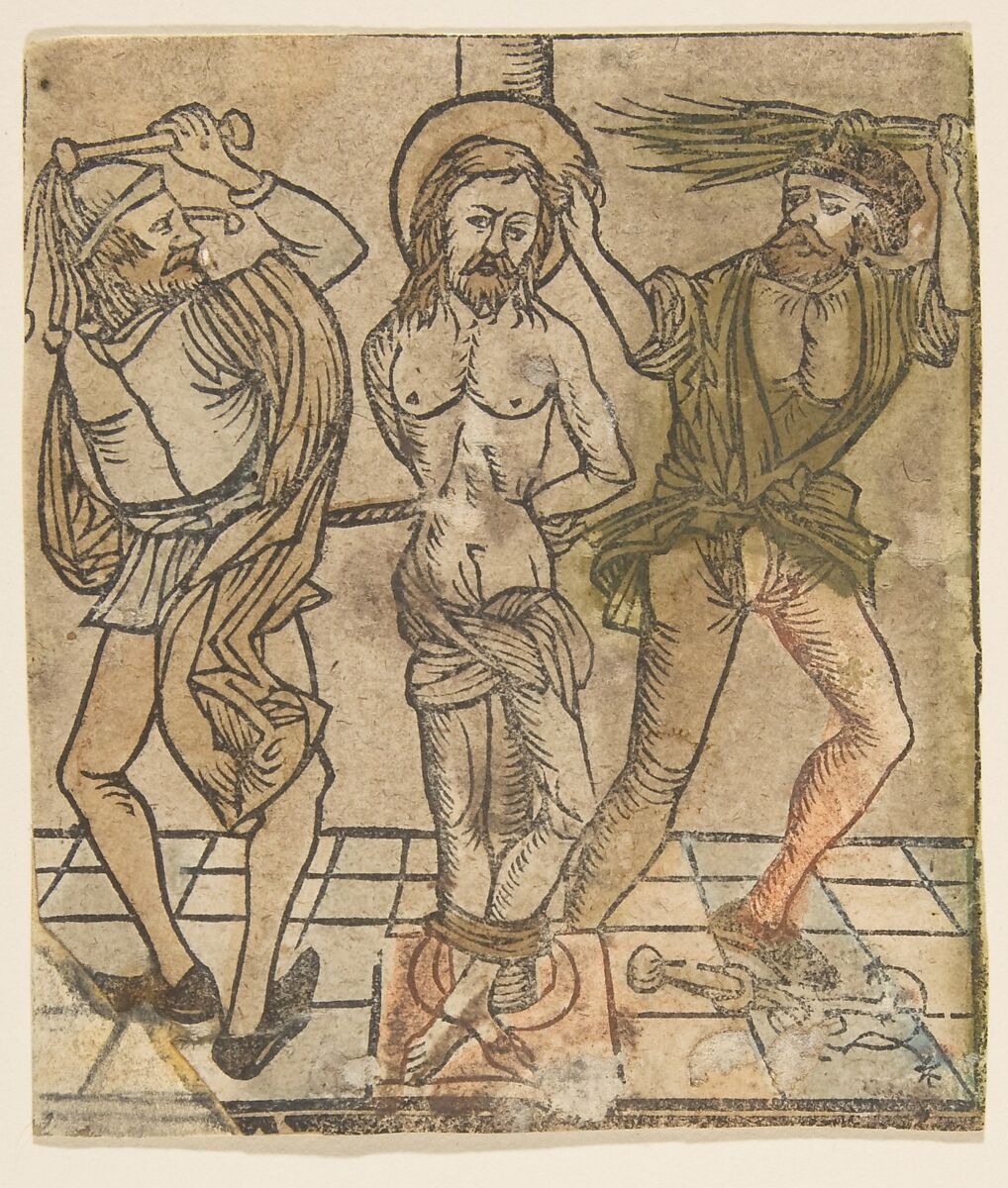 The Flagellation, Anonymous, German, 15th century, Woodcut, hand-colored 