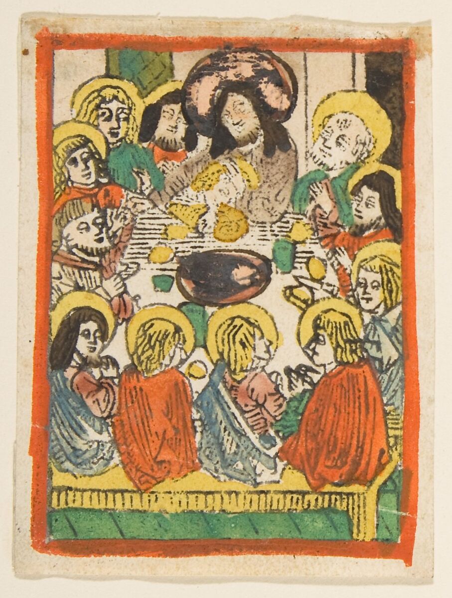The Last Supper, Anonymous, German, 15th century, Woodcut, hand-colored 
