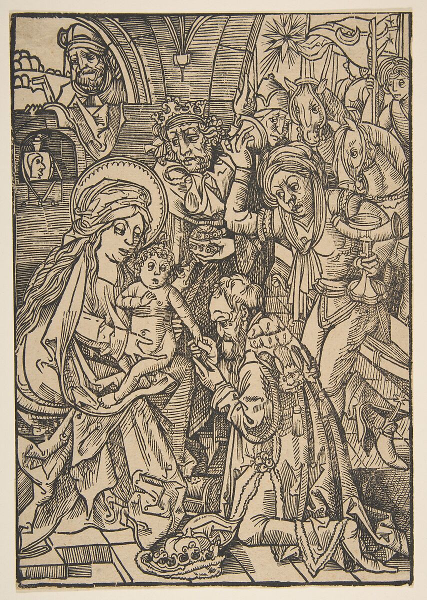 The Adoration of the Magi, Anonymous, German, 15th century, Woodcut 