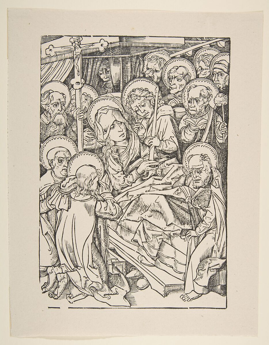 The Death of the Virgin, Anonymous, German, 15th century, Woodcut; Derschau restrike 