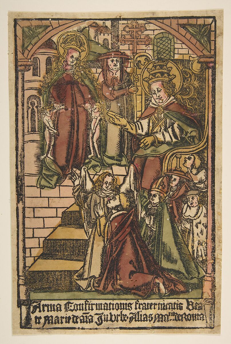 Santa Maria dell'Anima, Anonymous, German, 15th century, Woodcut, hand-colored 