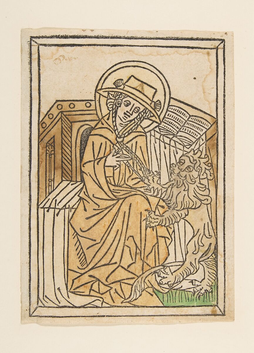 St. Jerome, Anonymous, German, 15th century, Woodcut, hand-colored 