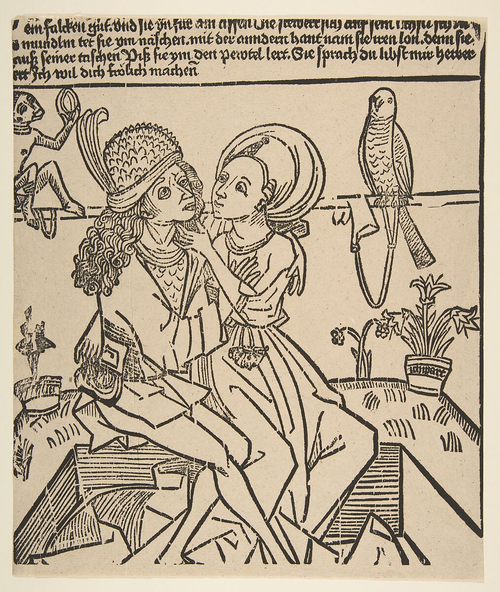 Lovers (Schr. 1976), Anonymous, German, 15th century, Woodcut, restrike 